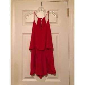 Poppy red ruffled romper